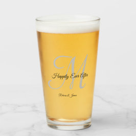 Copo De Pint Monograma de Script Simples Feliz Para Sempre Após
