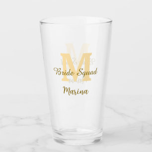 Copo De Pint Monograma do grupo da noiva dourado simples para c