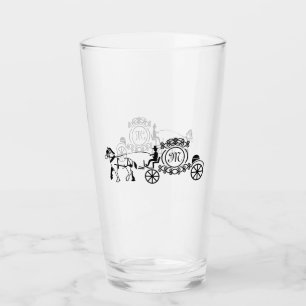 Copo De Pint Monograma do Vagão de Casamento Desenhado em Cava