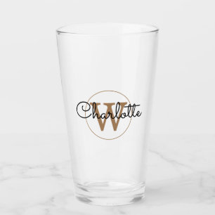 Copo De Pint Monograma Dourado Elegante Letra Feminina