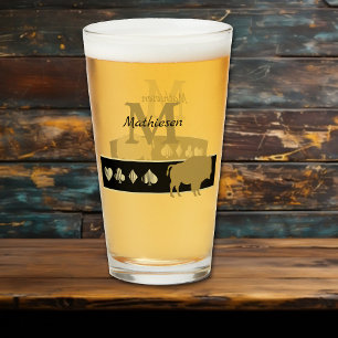 Copo De Pint Monograma Dourado Silhouette Bison