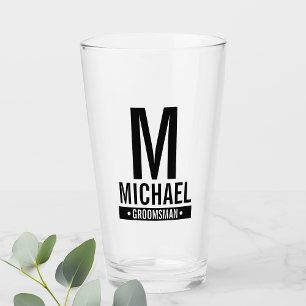Copo De Pint Monograma e Nome do Padrinho de casamento Personal