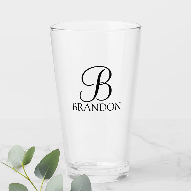 Copo De Pint Monograma e Nome do Script Personalizado Clássico (Criador carregado)