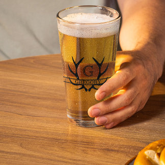 Copo De Pint Monograma Elegante Alto e Estreito com Galhadas