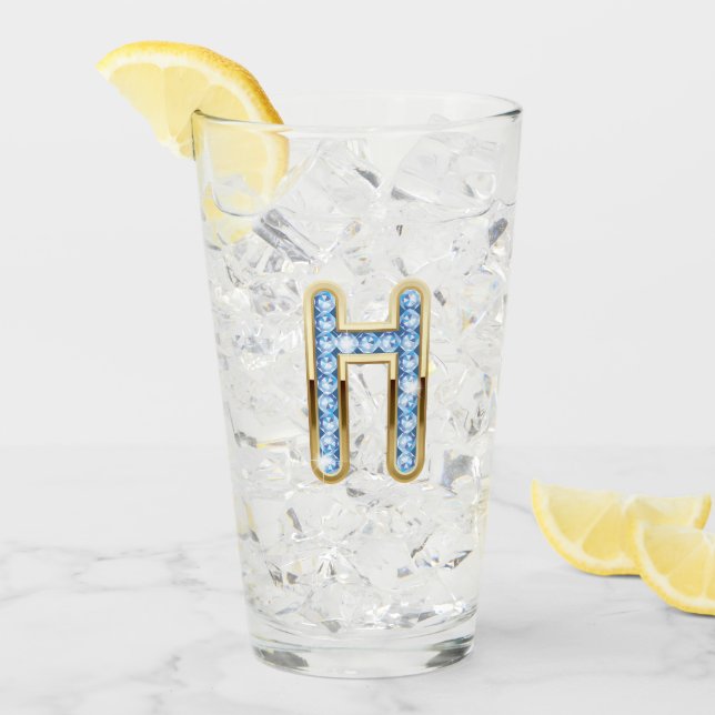 Copo De Pint Monograma H - Vidro de 16 oz (Gelo frontal)