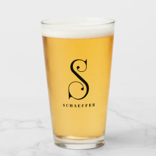 Copo De Pint Monograma inicial S clássico com Sobrenome
