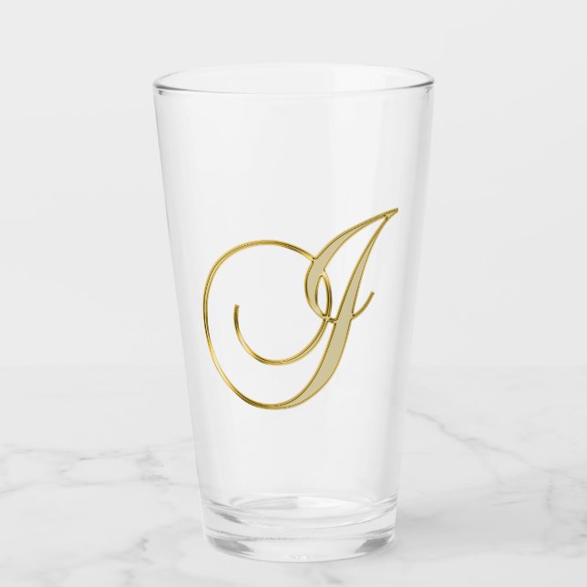 Copo De Pint Monograma J Glass Dourado (Frente)