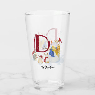 Copo De Pint Monograma - Letra D Cute Angel Snowman Natal