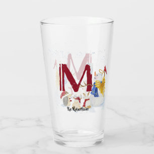 Copo De Pint Monograma - Letra M Angel Snowman Natal