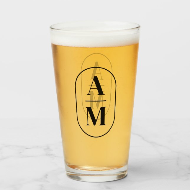 Copo De Pint Monograma Mínimo Moderno - Preto (Frente (Preenchido))