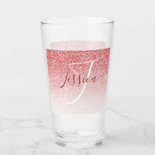 Copo De Pint Monograma Moderno do Ombre de Lítio Dourado rosa