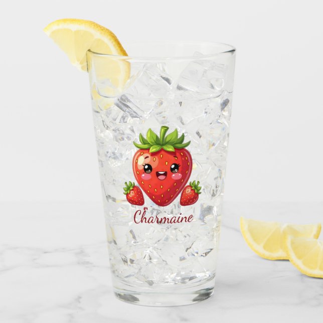Copo De Pint Monograma morango kawaii fofo (Gelo frontal)