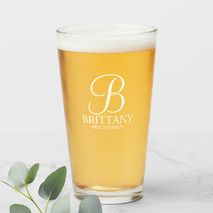 Copo De Pint Monograma Personalizado Moderno e Nome Bridesmaid
