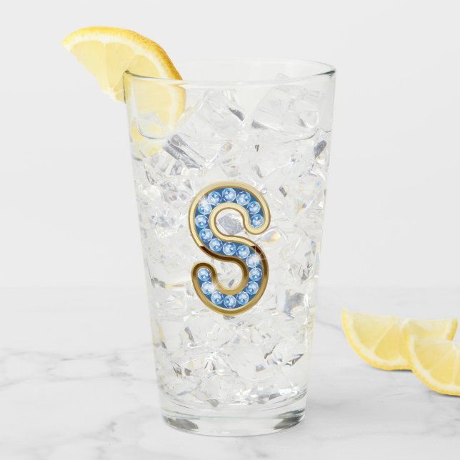 Copo De Pint Monograma S - Vidro de 16 oz (Gelo frontal)