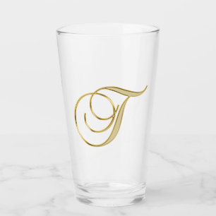Copo De Pint Monograma T Vidro Dourado