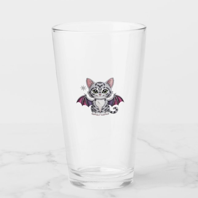Copo De Pint morcego bordado de gato T-Shirt clássico (Frente)