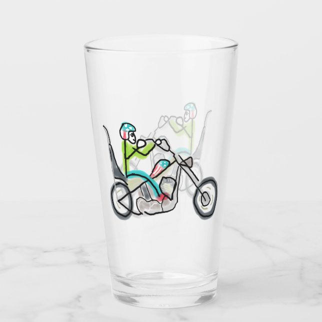 Copo De Pint Motocicleta Chopper Stickman (Frente)