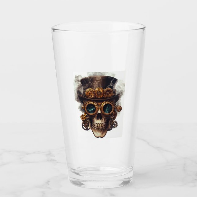 Copo De Pint Motor de Crânio Steampunk (Frente)
