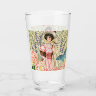 Copo De Pint Mulher Vitoriana Floral Rosa Regência