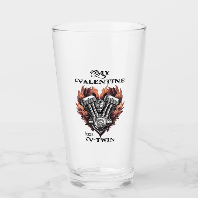 Copo De Pint My Valentine has a V-Twin, Biker style (Frente)