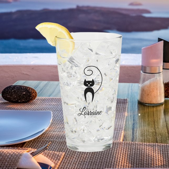 Copo De Pint Na moda Moderno Gato de Cauda Preta (Criador carregado)