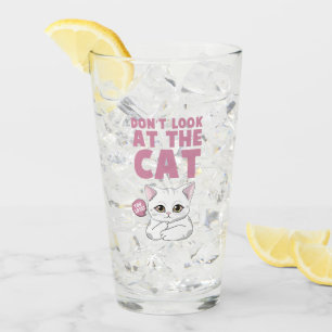 Copo De Pint Não olhe para o gato - Gato Branco Engraçado