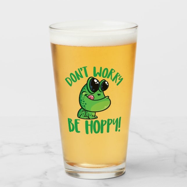Copo De Pint Não se preocupe com o Sapo de animação sorridente (Frente (Preenchido))