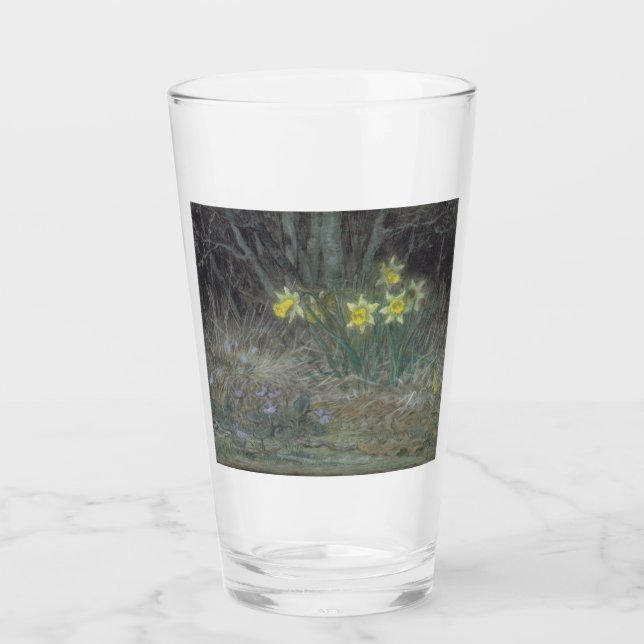 Copo De Pint Narcissus Flowers and Violets (por Millet) (Frente)