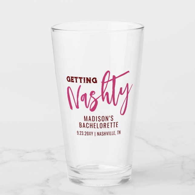 Copo De Pint Nashville Bachelorette Ficando Nashty Personalizad (Frente)