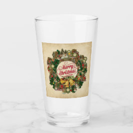 Copo De Pint Natais vintages Wreath (Feliz Natal)