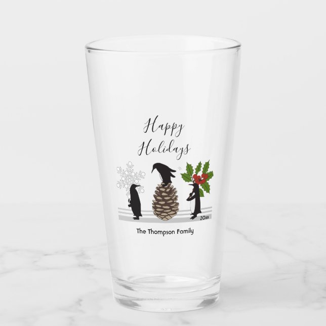 Copo De Pint Natal de Pinguim Engraçado Personalizado (Frente)