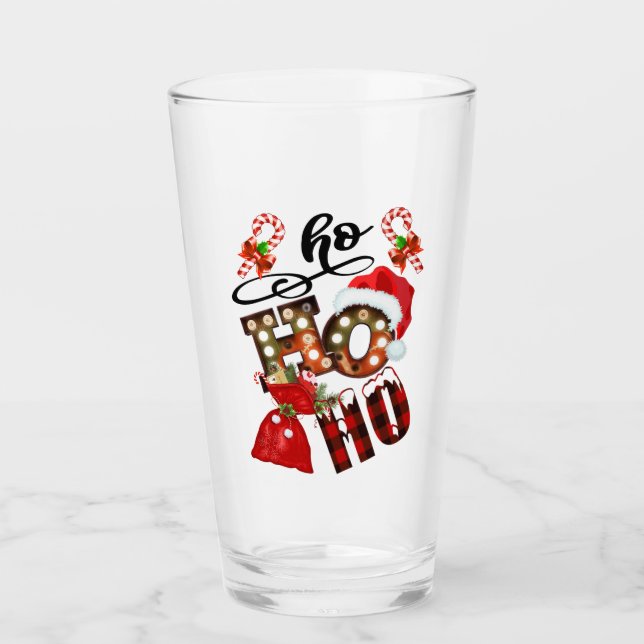 Copo De Pint Natal Ho Ho Ho Modernos Feriados Festivos (Frente)
