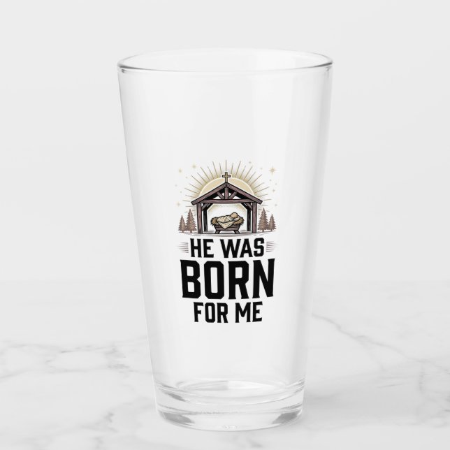 Copo De Pint Natividade Cristã Ele Nasceu Para Mim (Frente)