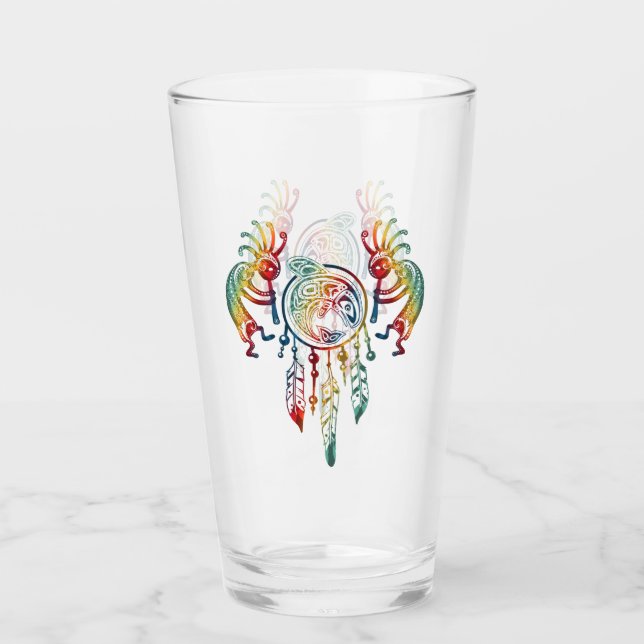 Copo De Pint Nativo americano Kokopelli Whale Dreamcatcher 1 (Frente)