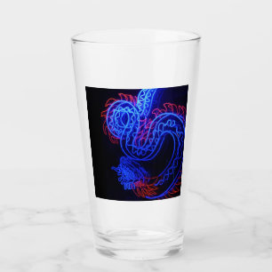Copo De Pint Neon Blue Dragon Black Background Bright