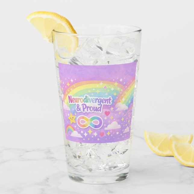 Copo De Pint Neurodivergent Pride Pastel Rainbow Tumbler (Gelo frontal)