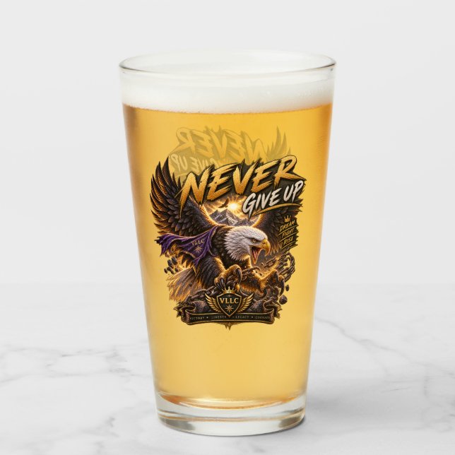 Copo De Pint Never Give Up Eagle – Powerful (Frente (Preenchido))