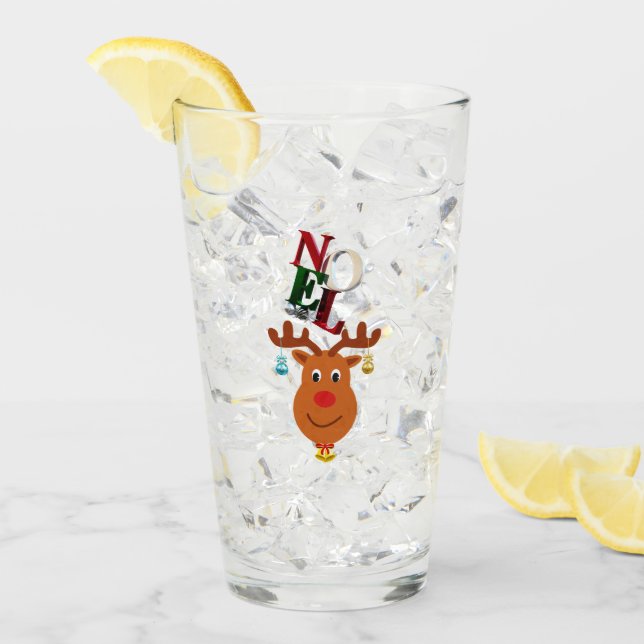 Copo De Pint Noel Deer Bells Bauble Rudolf Snowflakes Natal (Gelo frontal)