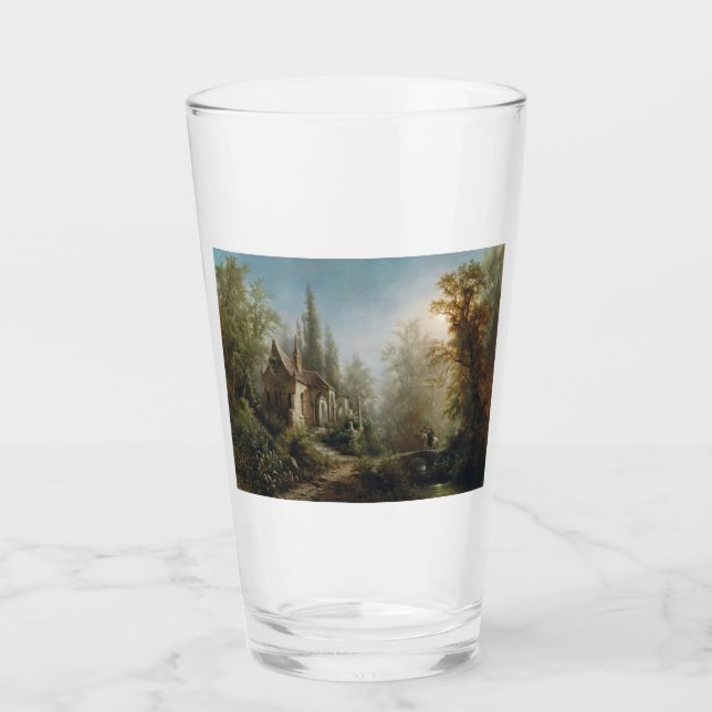 Copo De Pint Noite de Lua sobre Capela e Cavaleiros (Frente)