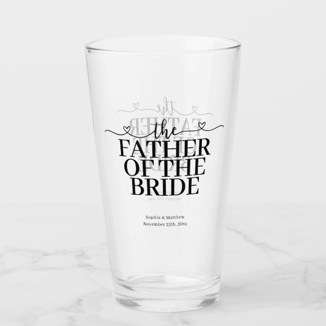 Copo De Pint Noivo Fancy Script Coração Casamento (Frente)