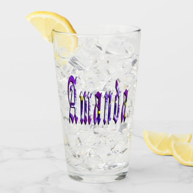 Copo De Pint Nome Amanda Floral (Gelo frontal)