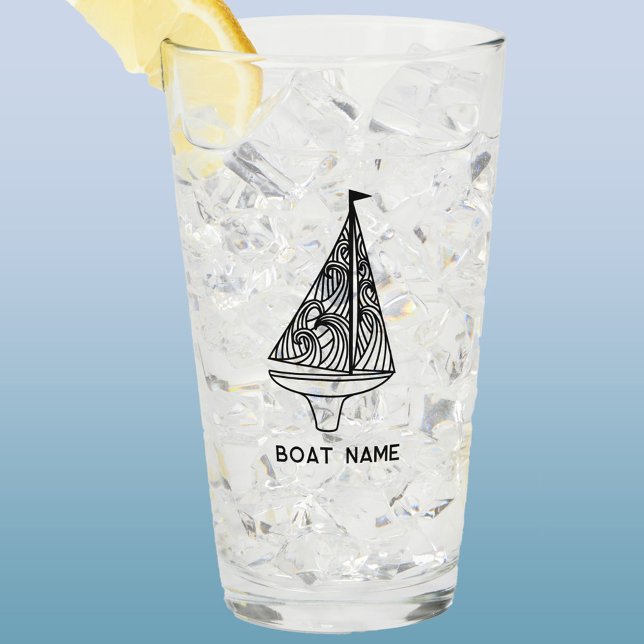 Copo De Pint Nome da Embarcação de Navegação (Sailing boat name custom text modern beer or drinks glass)