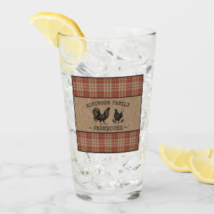 Copo De Pint Nome da família Farmhouse Vintage Red Xadrez Burl