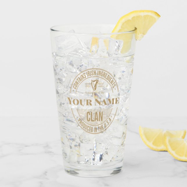 Copo De Pint Nome da Família Irlandesa Americana (Gelo traseiro)