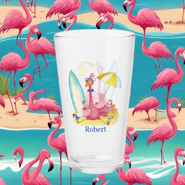 Copo De Pint nome de adição de flamingo rosa (Criador carregado)