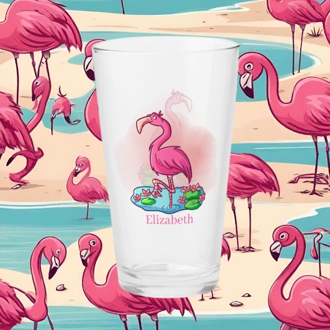 Copo De Pint nome de adição pink flamingo (Criador carregado)