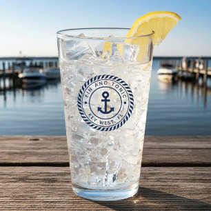 Copo De Pint Nome do Barco Marinho Azul Ancorado Náutico