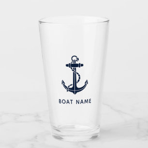Copo De Pint Nome do Barco Personalizado da Âncora Azul do Mari