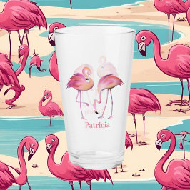 Copo De Pint nome do flamingo, rosa-fofo, praia Glass