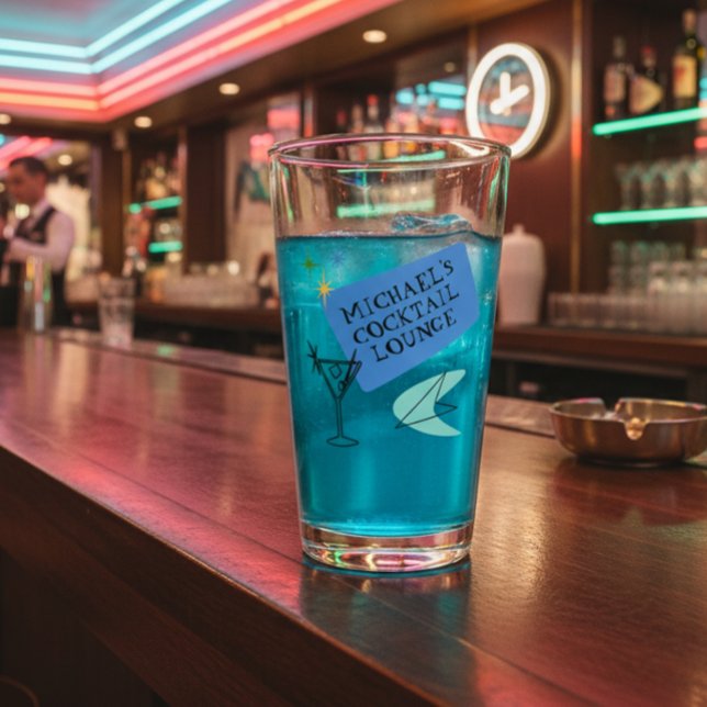 Copo De Pint Nome do Lounge Neon Cocktail Moderno do meio sécul (Criador carregado)